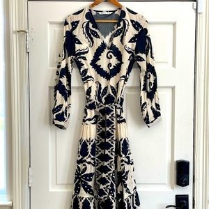 Zara Black & White Belted Maxi